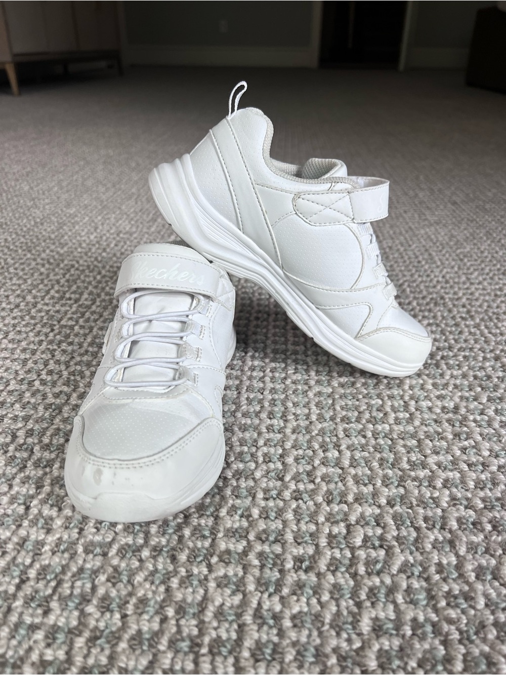 Skechers White Kids' Hook-and-Loop Athletic Sneakers